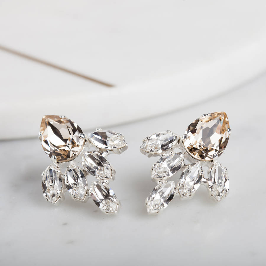 Crystal Pear Bridal Earrings, 1 of 4
