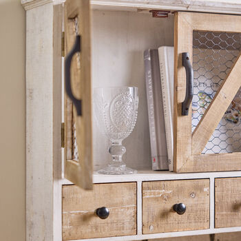 Farmhouse Three Drawer Wall Cabinet With Hooks, 3 of 4