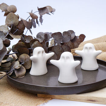 Halloween Trio Of Ghosts Concrete Ornament Set, 6 of 6