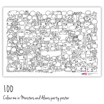 Monsters And Aliens Colour Me In Party Poster, 8 of 10