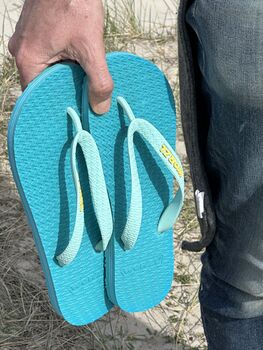 Vibrant Teal Rubber Flip Flops, 7 of 12