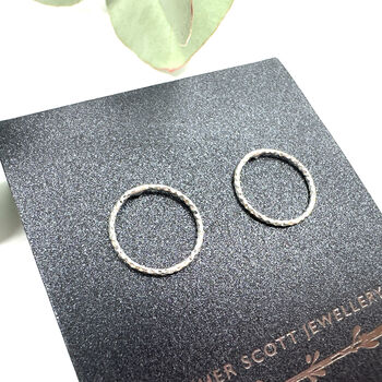 Textured Silver Circle Earrings, 2 of 4