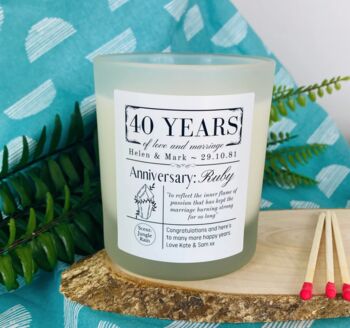 Personalised 40th Ruby Anniversary Meaning Candle, 2 of 11
