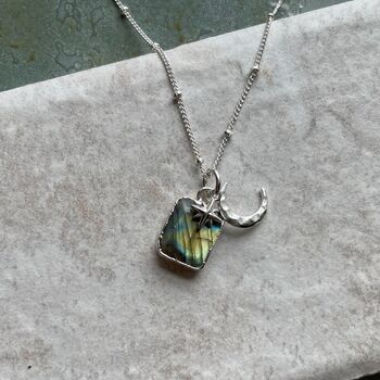 Labradorite, Moon And Star Triple Celestial Necklace, 3 of 10