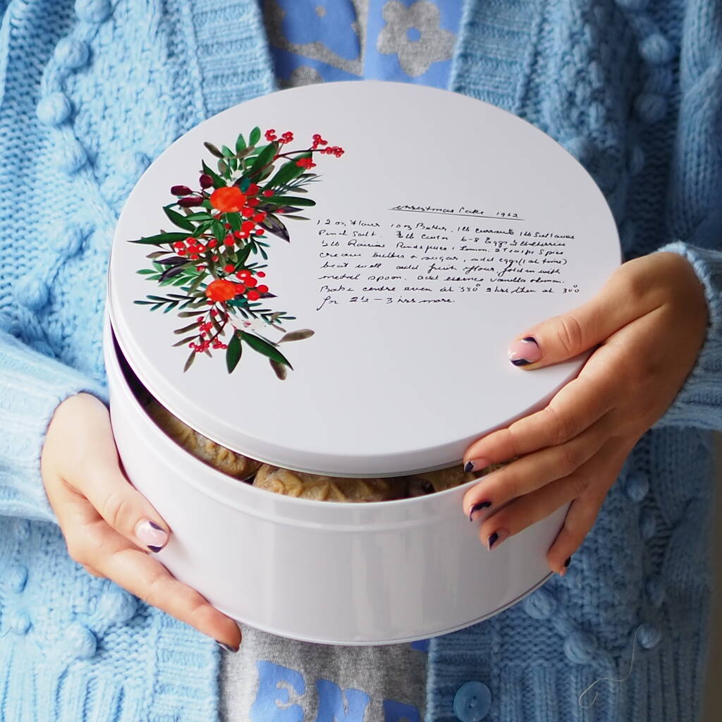 Personalised Handwritten Christmas Recipe Cake Tin, 1 of 4