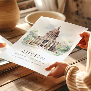 City Landmark Travel Destination Cards For Austin Texas, 3 of 7