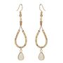Gold Coloured Bead And Cream Opal Statement Earrings, thumbnail 1 of 4
