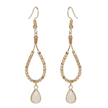 Gold Coloured Bead And Cream Opal Statement Earrings, 2 of 8
