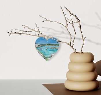 Coverack Wooden Hanging Heart, Collage Art Of Cornwall, 2 of 2