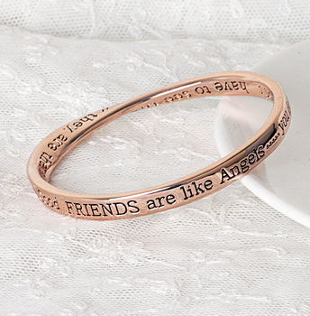 Good Friends Message Bangle Rose Gold Plated, 2 of 5