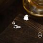 Mismatched Ghost And Coffin Stud Earrings In Sterling Silver, thumbnail 3 of 12