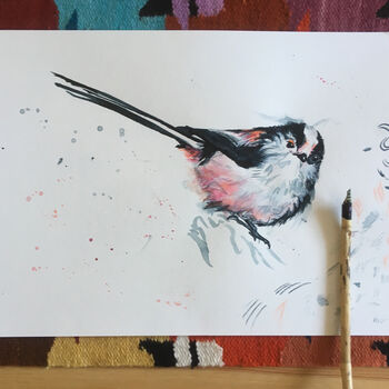 Inky Long Tailed Tit Wallet Phone Case With Card Slots, 4 of 5