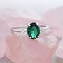 Emerald Green Cz Oval Ring In Sterling Silver, thumbnail 1 of 12