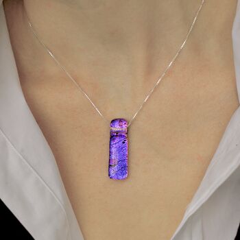 Purple Fused Glass Sterling Silver Pendant Necklace, 3 of 12