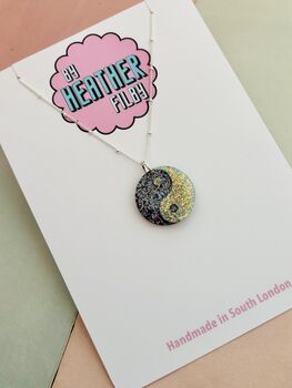 Yin Yang Glitter Charm Necklace / Zen Gift For Her / Minimal Spiritual Jewellery / Cute Statement Necklace, 5 of 7