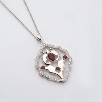 Garnet Statement 925 Sterling Silver Necklace, 2 of 3