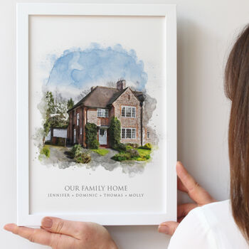 Personalised Watercolour Our Home Framed Print, 2 of 8