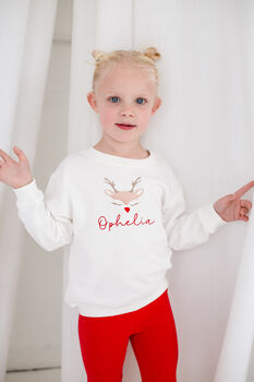 Personalised Reindeer Christmas Sweatshirt Jumper, 3 of 4