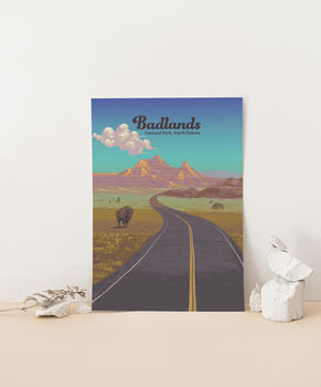 Badlands National Park USA Travel Poster Art Print, 2 of 8