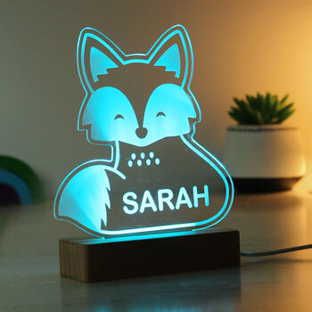 Personalised Cute Fox Wooden LED Night Light, 10 of 10