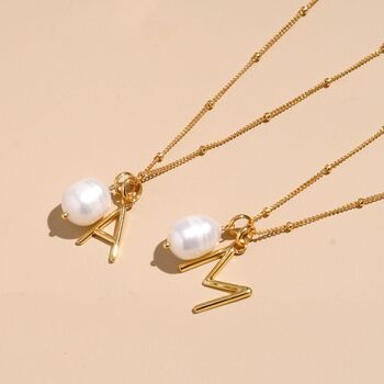 Gold Vermeil Pearl Initial Letter Personalized Necklace, 8 of 12