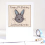 Personalised Rabbit 1st Birthday Or New Baby Boy Card, thumbnail 1 of 12