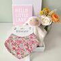 New Baby Girl Lamb Comforter And Bib Gift Box, thumbnail 1 of 9
