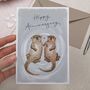 Traditional Otters Holding Hands Anniversary Card, thumbnail 2 of 2