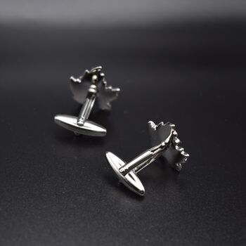 Maple Leaf Silver Cufflinks Gift For Men 316 L Stainless Steel Nature Inspired Accessory, 3 of 4