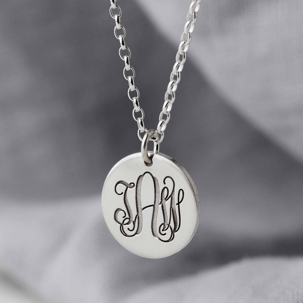 Sterling Silver Three Initial Monogram Necklace, 1 of 3