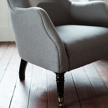 Bromley Wing Back Chair, Grey Wool, 3 of 4