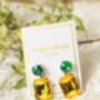 Yellow Circle Oblong Jewel Dangle Earrings, thumbnail 5 of 5