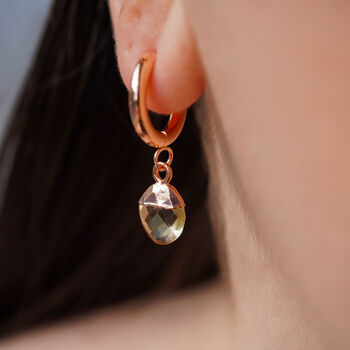 Citrine Crystal Hoop Earrings, 3 of 11