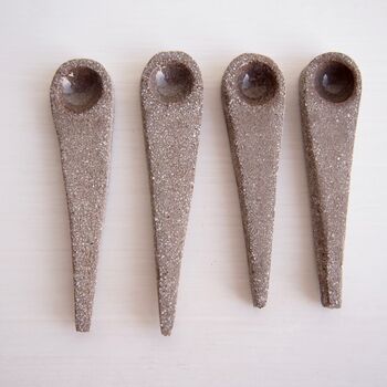 Handmade Mini Grey Stoneware Pottery Salt Spoon/Scoop, 2 of 7