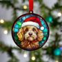 Cockapoo Golden In Santa Hat Suncatcher Decoration, thumbnail 2 of 6