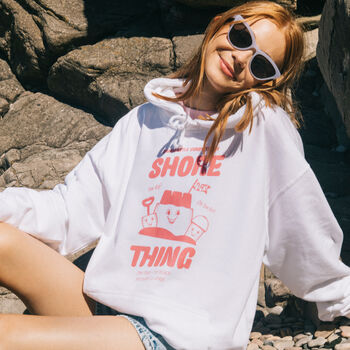Shore Thing Women's Slogan Hood With Sandcastle Graphic, 3 of 4