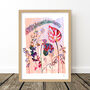 Pink Tropical Flower And Leaf Art Print, thumbnail 6 of 8