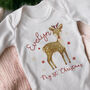 My First Christmas Hand Drawn Reindeer Baby Outfit, thumbnail 3 of 6
