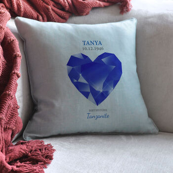 Personalised December Tanzanite Birthstone Cushion, 2 of 4