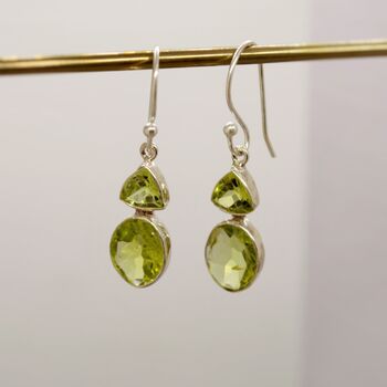 Peridot Sterling Silver August Birthstone Earrings, 4 of 11