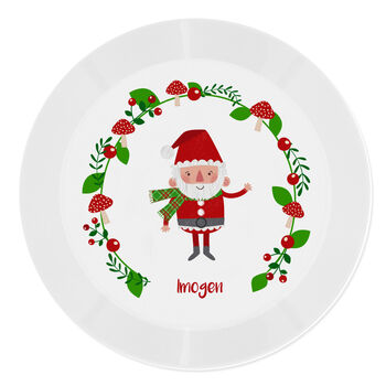 Personalised Christmas Toadstool Santa Plastic Plate, 5 of 5