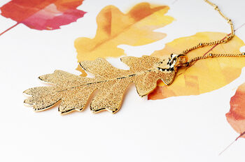 Lacey Oak Real Leaf Medium Sized Necklace, 8 of 12