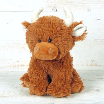 Mini Highland Brown Cow Plush Soft Toy, Gift Boxed, 11 of 11