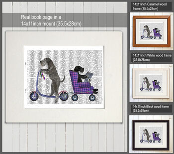 Schnauzer On Scooter, Book Print, Framed Or Unframed, 2 of 7