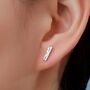 Hammered Bar Stud Earrings In Sterling Silver, thumbnail 1 of 11