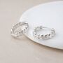 Sterling Silver Leaf Vine Huggie Hoop Earrings – 10mm, thumbnail 2 of 3