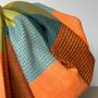 Soft Colour Block Check Scarf In Orange And Green, thumbnail 4 of 5