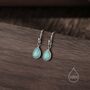 Aqua Green Opal Droplet Drop Hook Earrings, thumbnail 3 of 9