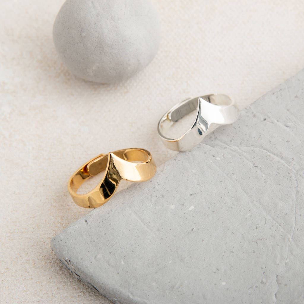 Chevron Gold Or Silver Plated Ring By Loubijoux | notonthehighstreet.com