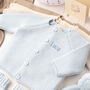 Personalised Pale Blue Luxury Cotton Baby Cardigan, thumbnail 1 of 12